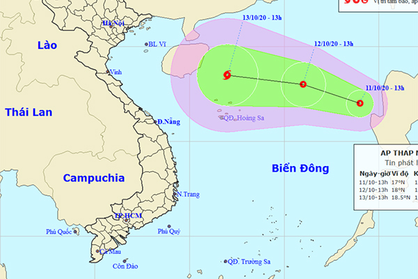 Xuất hiện áp thấp nhiệt đới mới trên Biển Đông