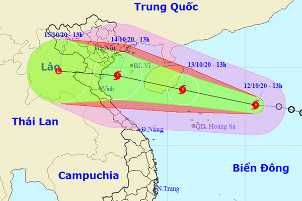 Bão số 7 giật cấp 12, thẳng tiến Bắc Bộ và Bắc Trung Bộ