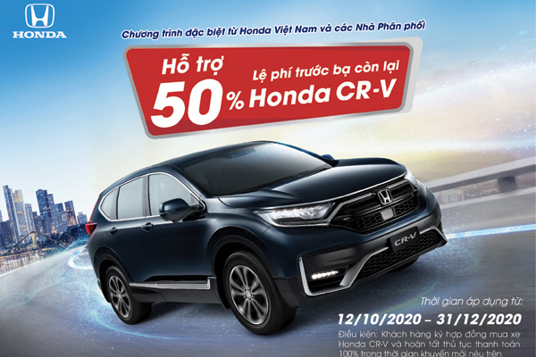 Hỗ trợ lệ phí trước bạ lên đến 70 triệu đồng cho xe Honda CR-V
