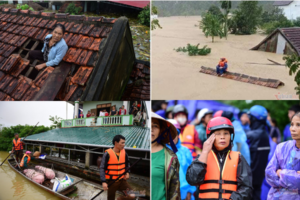 Lũ lớn lịch sử ở Quảng Bình, người dân leo nóc nhà chờ ứng cứu