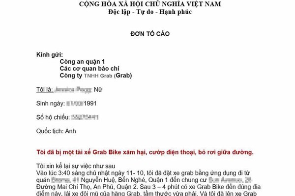 Nữ giáo viên ngoại quốc trình báo bị xe ôm tấn công tình dục rồi cướp