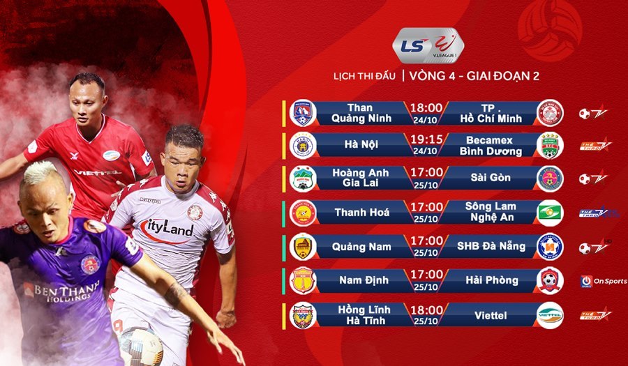 Lịch thi đấu V-League vòng 4 giai đoạn 2: Nóng cuộc đua trụ hạng