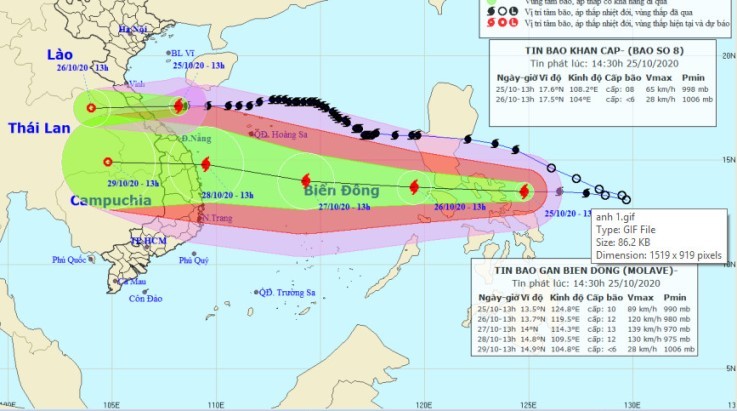 Nhiều tỉnh miền Trung phát công điện khẩn ứng phó bão số 9