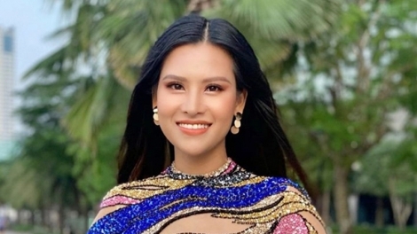 Thai Thi Hoa competes in evening gown segment at Miss Earth 2020