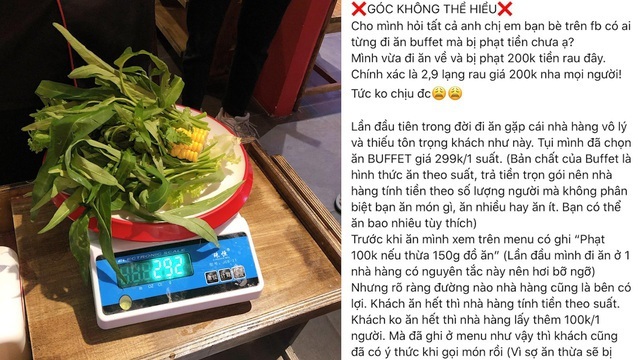 Nhà hàng ở Đà Nẵng xin lỗi vì phạt khách tiền do để thừa 2,9 lạng rau