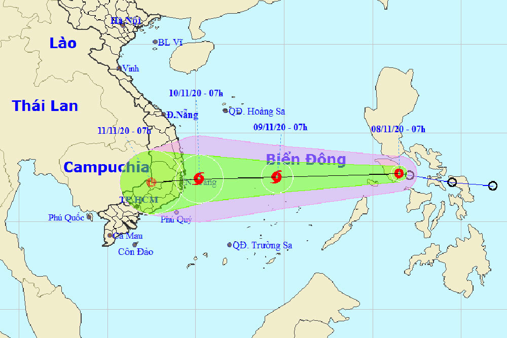 Bão vào Biển Đông, ngày 9/11 cách đảo Song Tử Tây 220km