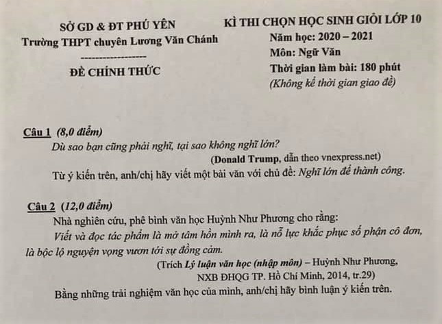 Câu nói của Tổng thống Mỹ Donald Trump vào đề thi học sinh giỏi Văn lớp 10