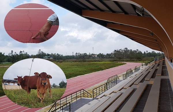 Chủ tịch huyện nói lý do sân vận động tiền tỷ chưa bàn giao đã nứt toác