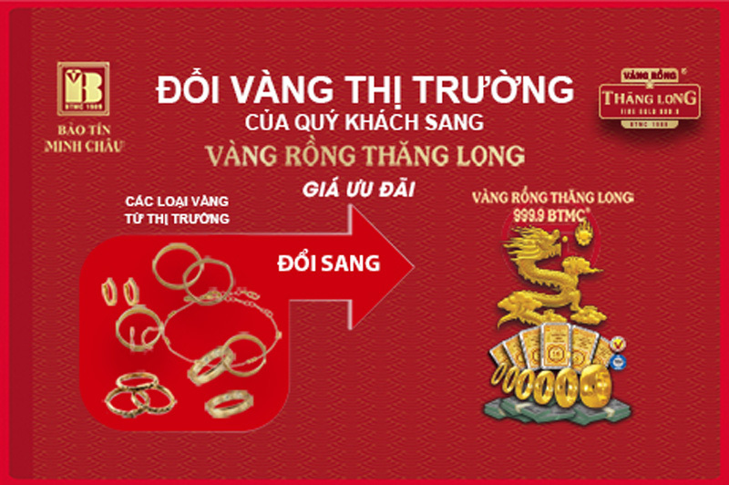 Cơ hội đổi vàng thị trường sang Vàng Rồng Thăng Long với giá tốt