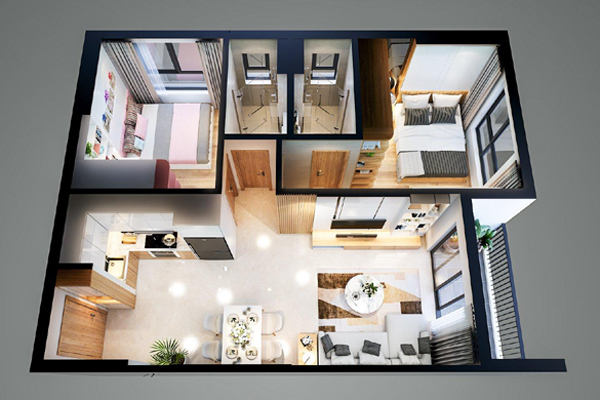 Thiết kế hiện đại, tiện ích của căn hộ mẫu Bcons Plaza