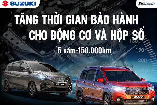 Suzuki tăng hạn bảo hành hộp số, động cơ cho New Ertiga và XL7