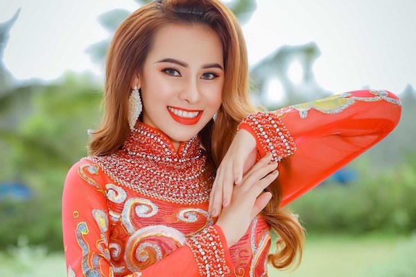 Hoa khôi Khánh My lộng lẫy với áo dài cưới