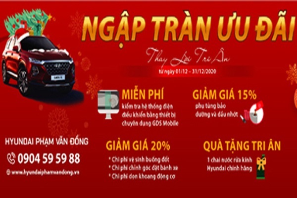 Hyundai Phạm Văn Đồng giảm giá loạt dịch dụ tri ân khách hàng