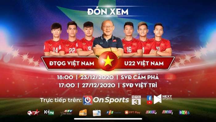 Xem trực tiếp ĐT Việt Nam vs U22 Việt Nam ở đâu?