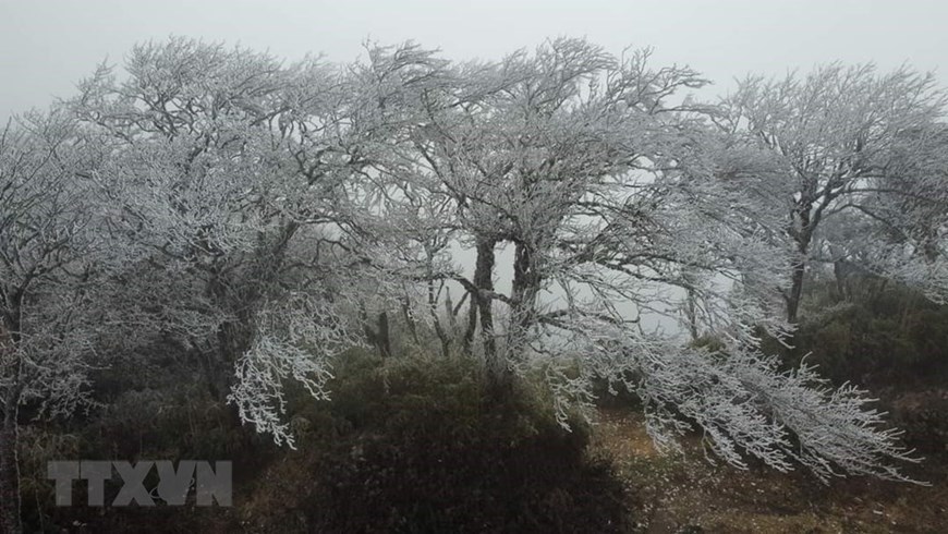 Northern mountain covered with ice as temperature drops to -9°C