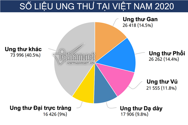 Năm 2020, Việt Nam tăng 9 bậc trên bản đồ ung thư thế giới