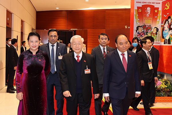 Tổng Bí thư, Chủ tịch nước Nguyễn Phú Trọng; Thủ tướng Nguyễn Xuân Phúc và Chủ tịch Quốc hội Nguyễn Thị Kim Ngân.