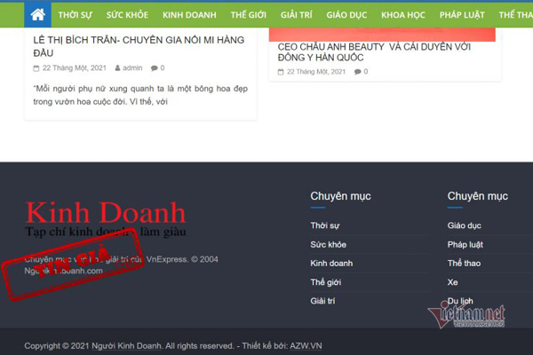 Lật tẩy trang tin giả danh chuyên mục của báo điện tử VnExpress