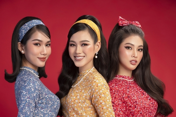 Hoa hậu Đỗ Hà, á hậu Phương Anh, Ngọc Thảo diện áo dài cách tân