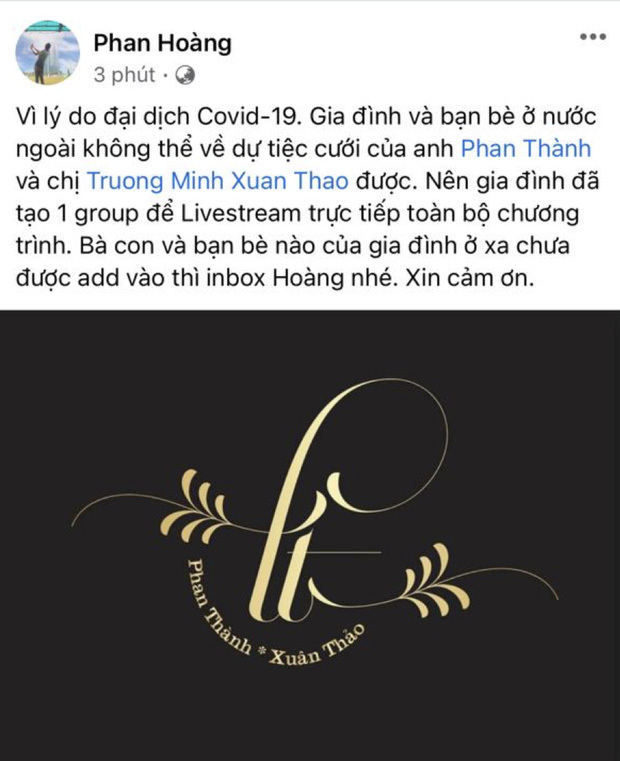 Đám cưới Phan Thành được live