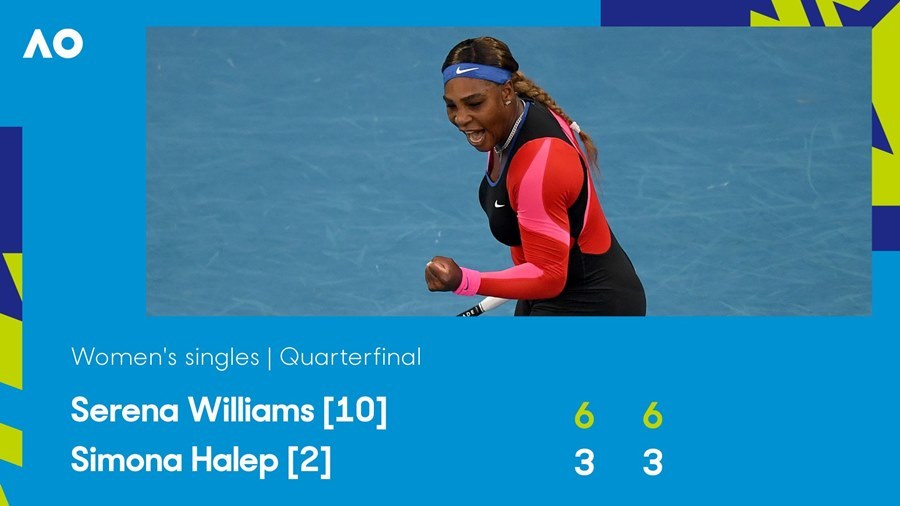 Serena Williams đè bẹp Halep ở tứ kết Úc Mở rộng