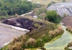 Mountains of hazardous waste covered by tarpaulin in Thai Nguyen city