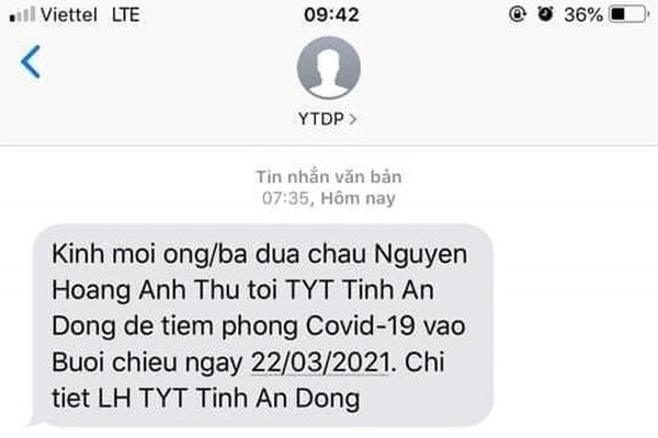 Phụ huynh bất ngờ nhận tin nhắn đưa con đi tiêm vaccine Covid