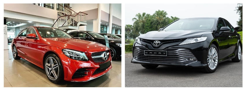 Chọn xe sang Mercedes-Benz C180 AMG hay tiện nghi Toyota Camry 2.5Q?