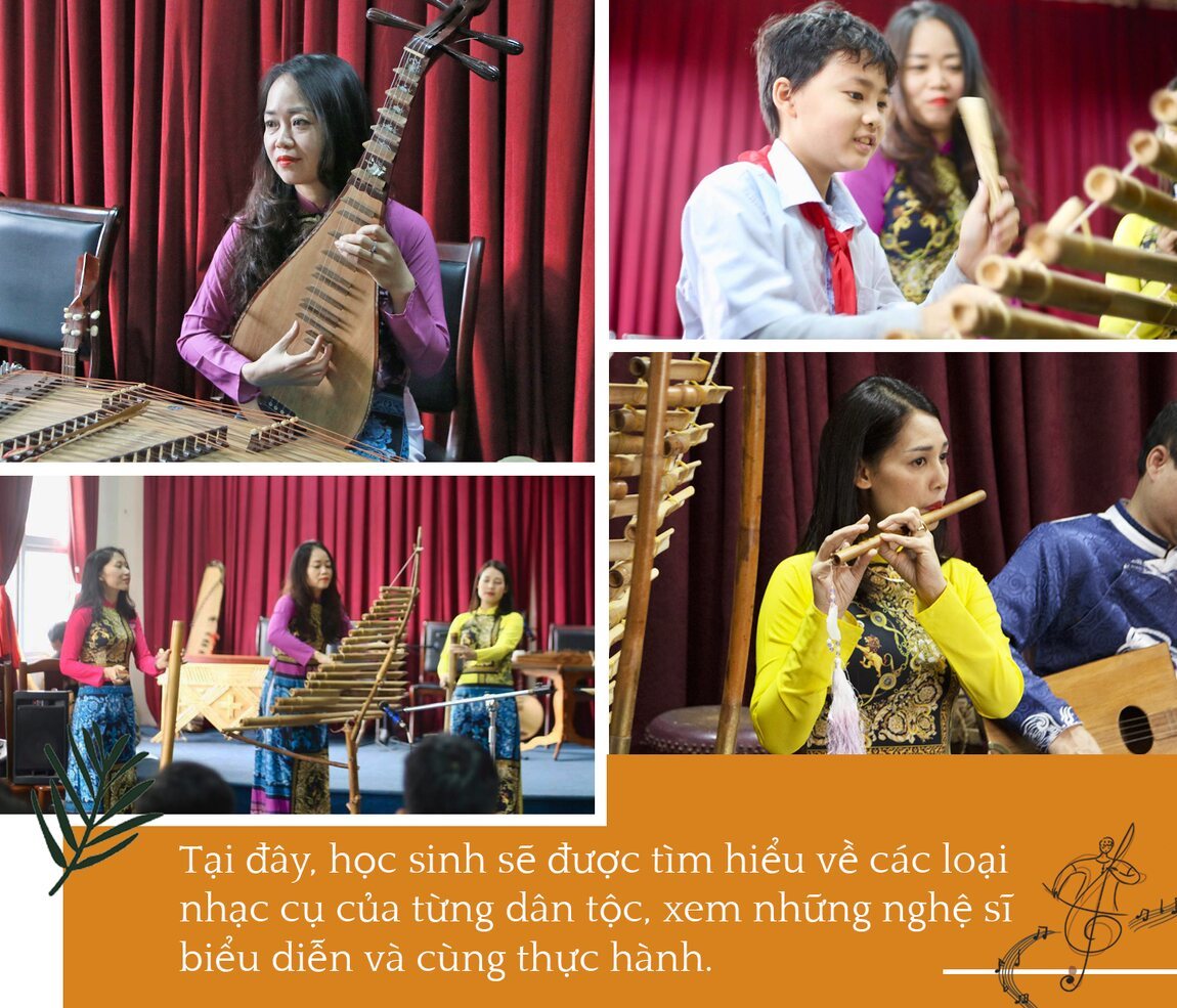 Students fascinated by traditional music instruments after schools introduce new lessons
