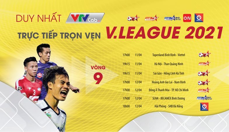 Lịch thi đấu vòng 9 LS V-League 1 2021