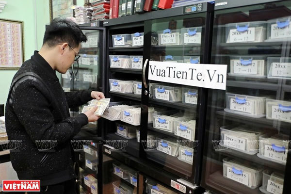 Young man with a passion for collecting old currency