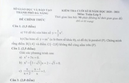 Nghi lộ đề kiểm tra học kỳ II môn Toán, Sở GD-ĐT Đà Nẵng nói gì?