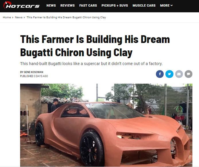 Chàng trai Việt chế Bugatti Chiron bằng đất sét gây sốt báo ngoại