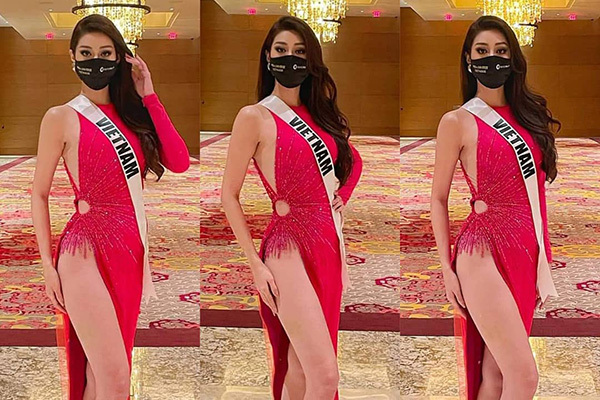 Khánh Vân diện đầm xẻ cao, được dự đoán lọt Top 12 Miss Universe
