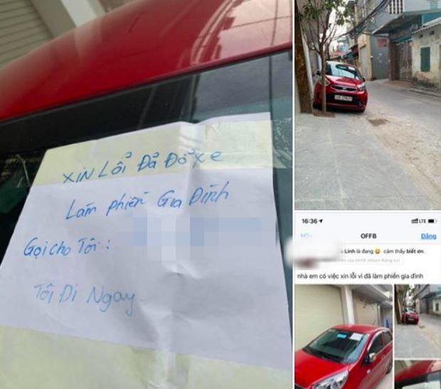 Tờ giấy nhắn của nữ tài xế đỗ xe chắn cửa gây xôn xao