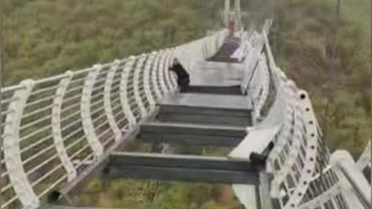 Cầu kính cao 100m bị gió giật hỏng, du khách hoảng loạn