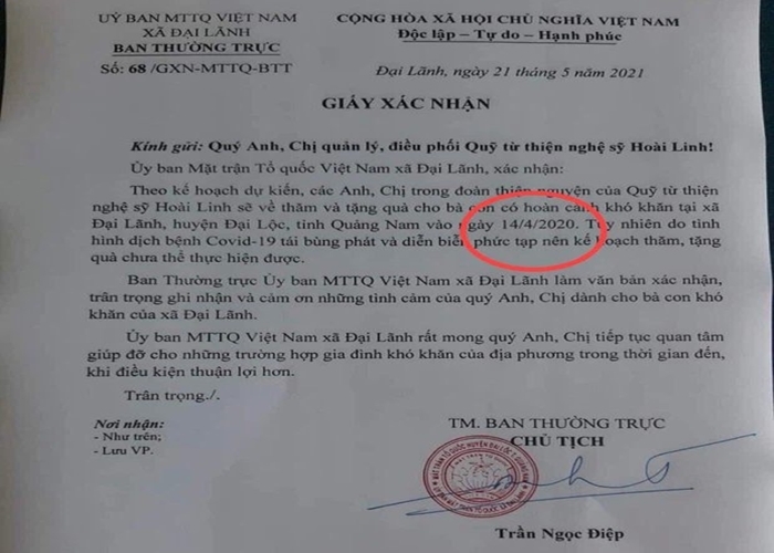 Hai địa phương ở Quảng Nam lên tiếng việc Hoài Linh trao tiền hỗ trợ