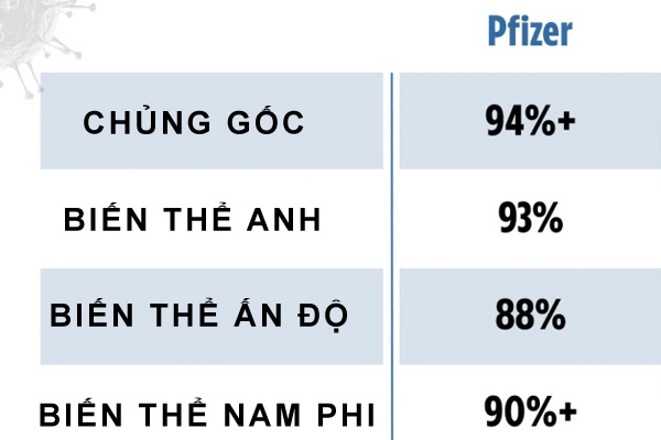 Hiệu quả của vắc xin Covid-19 với từng loại biến thể virus