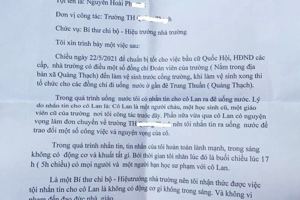 Nhắn tin rủ nữ giáo viên 'ra đê chơi', hiệu trưởng phải giải trình