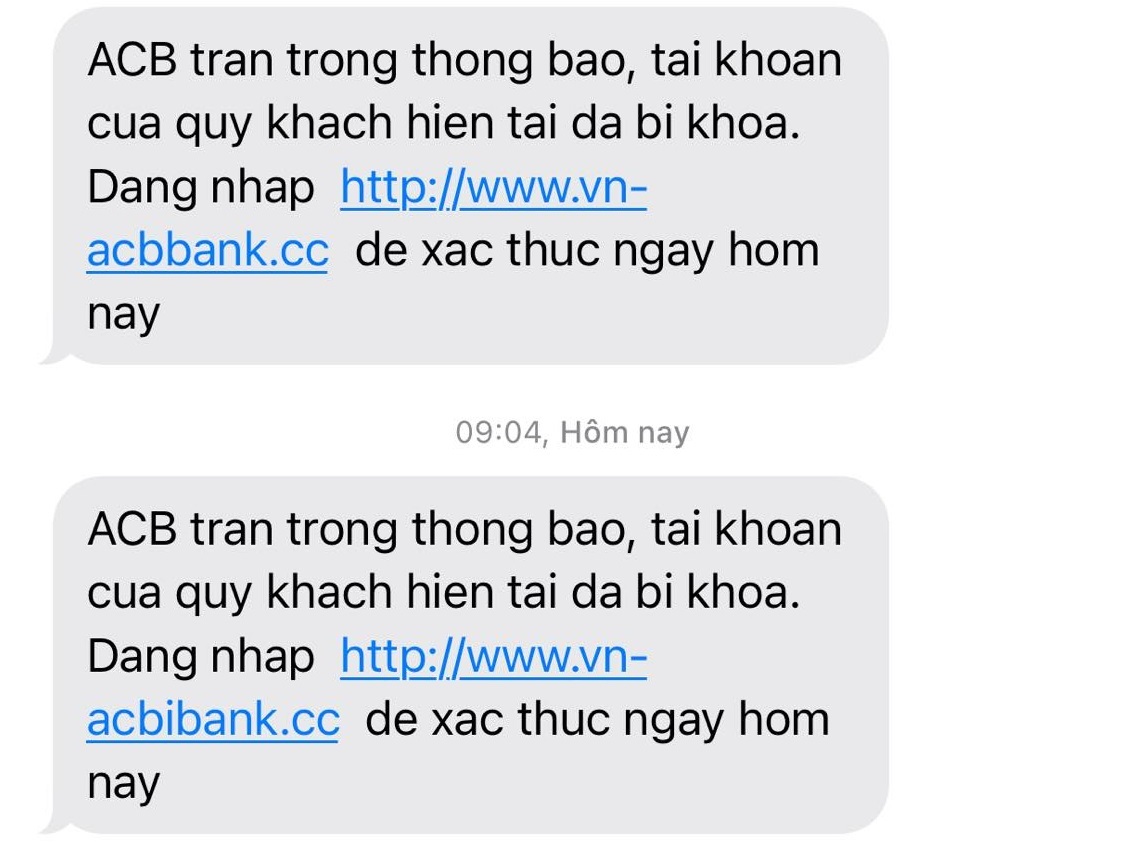 Người dân liên tục nhận tin nhắn dụ truy cập link từ ngân hàng giả