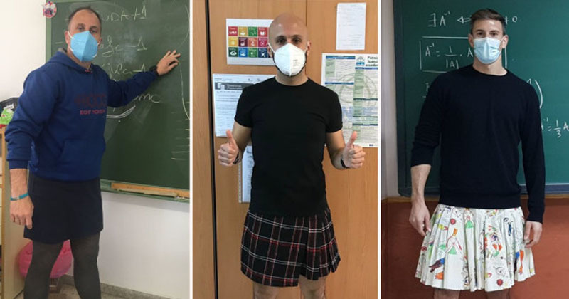 Thầy giáo đồng loạt mặc váy đến trường để bênh vực học sinh