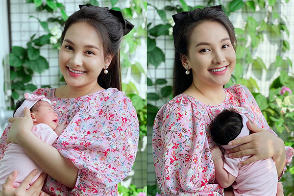 Bảo Thanh rạng rỡ bên con gái một tháng tuổi