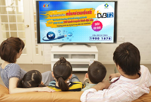 SCTV miễn phí nâng cấp lên gói DVB-T2 200 kênh truyền hình