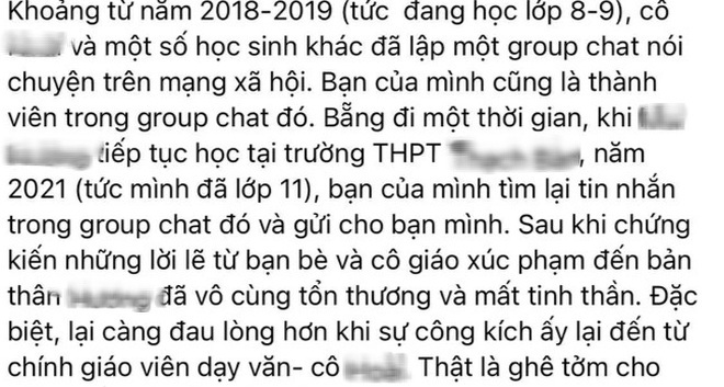 Xác minh vụ cô giáo dạy Văn lập nhóm nói xấu, chê nữ sinh béo