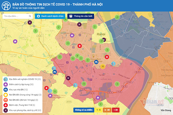Hà Nội ra mắt bản đồ thông tin dịch tễ Covid-19