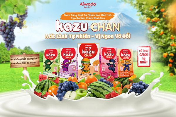 Aiwado ra mắt sữa trái cây & sữa chua uống Kazu Chan mát lành tự nhiên