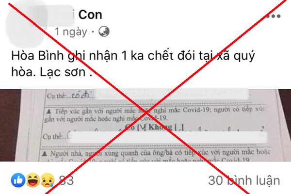 Xử lý đối tượng đăng tin giả về người chết đói ở Hòa Bình