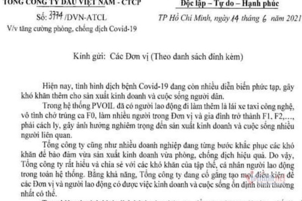 Nhân viên chạy Grab ngoài giờ, Tổng công ty Dầu ra văn bản chấn chỉnh