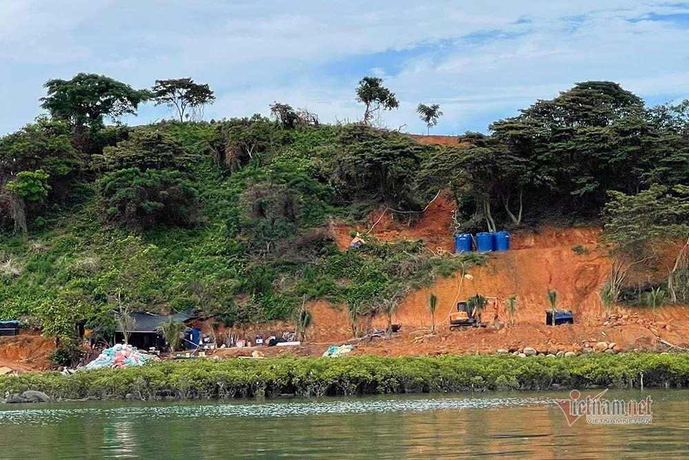 Đảo nguyên sinh ở Móng Cái bị cạo trọc: Đã di chuyển máy móc, công nhân vào bờ