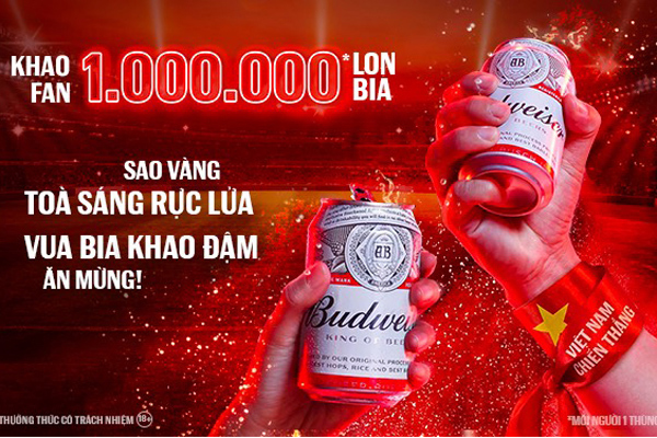 1 triệu lon bia Budweiser tặng fan mừng Việt Nam vào vòng loại cuối World Cup